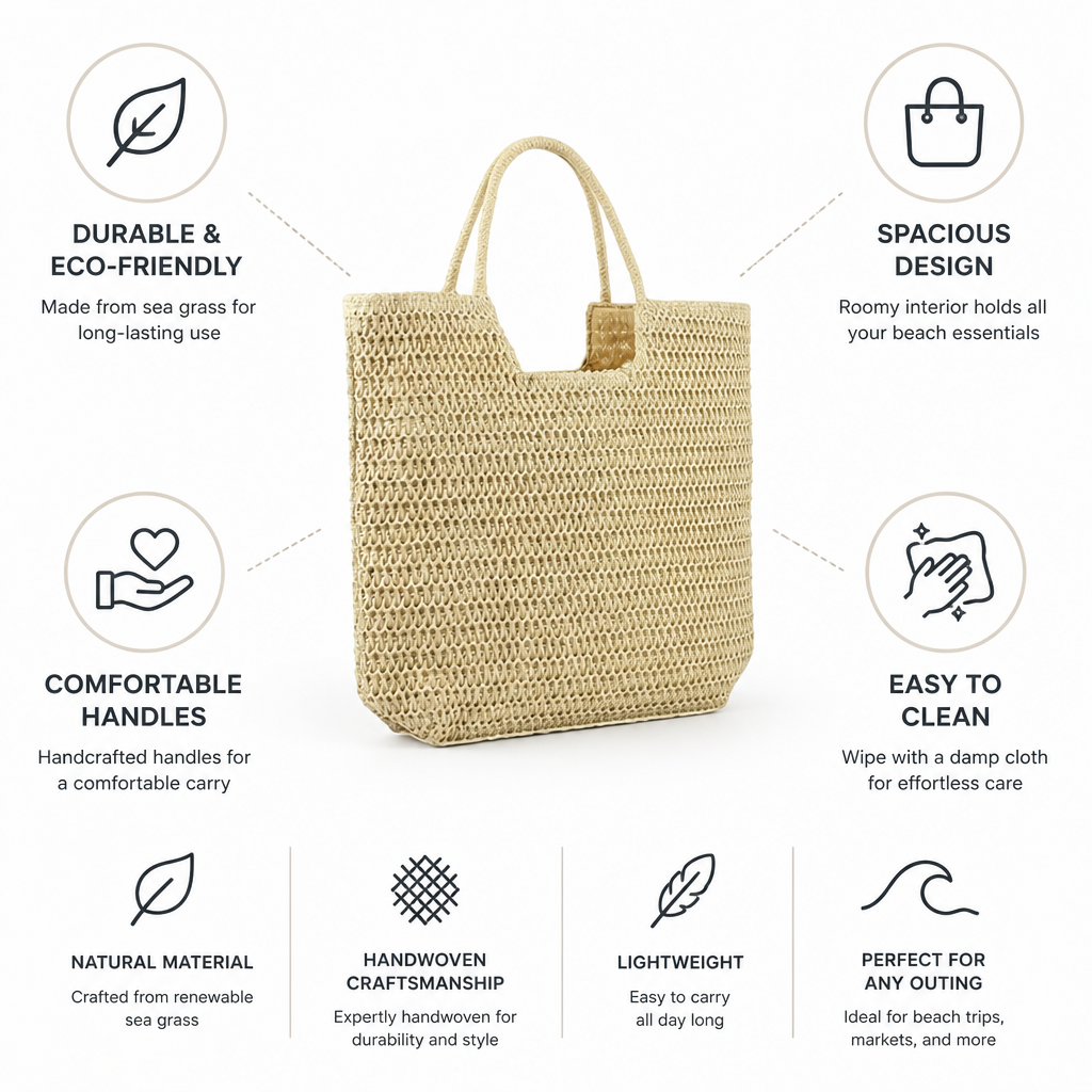 Handwoven Sea Grass Beach Bag
