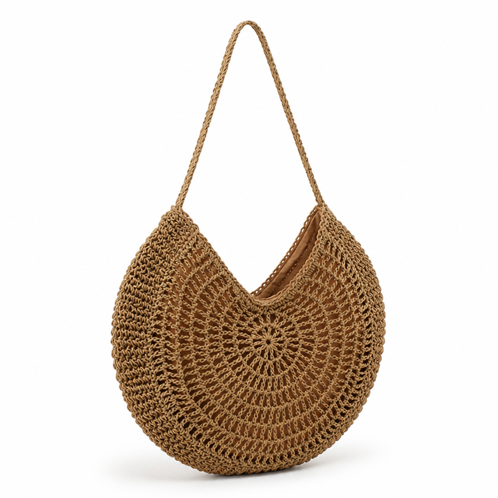 Handwoven Straw Round Shoulder Bag