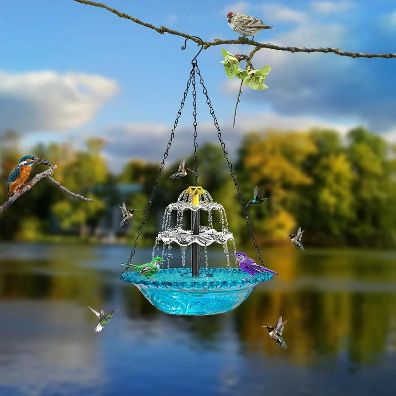 Hanging Bird Bath Solar-Powered Three-Tier Cascade