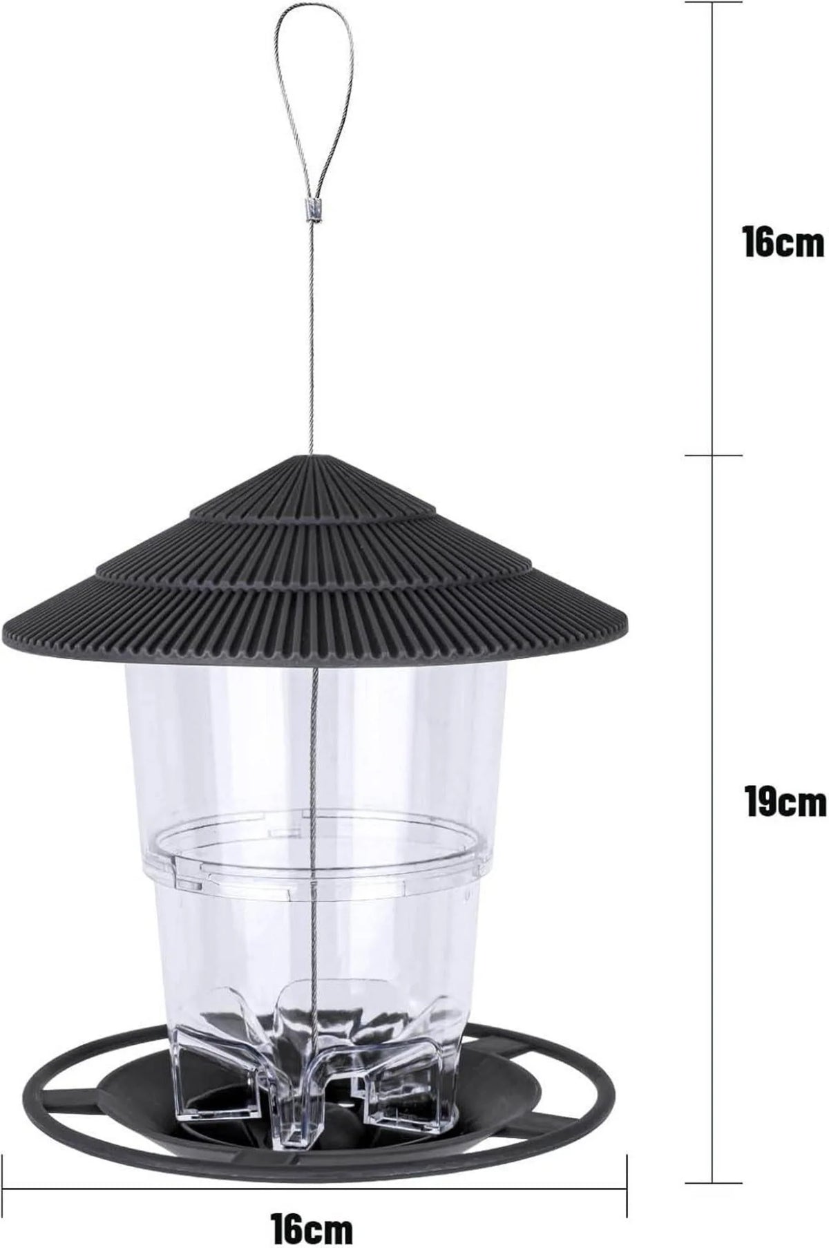 Hanging Bird Feeder Sloped Rain Cover 2.2 lb Capacity Transparent Container
