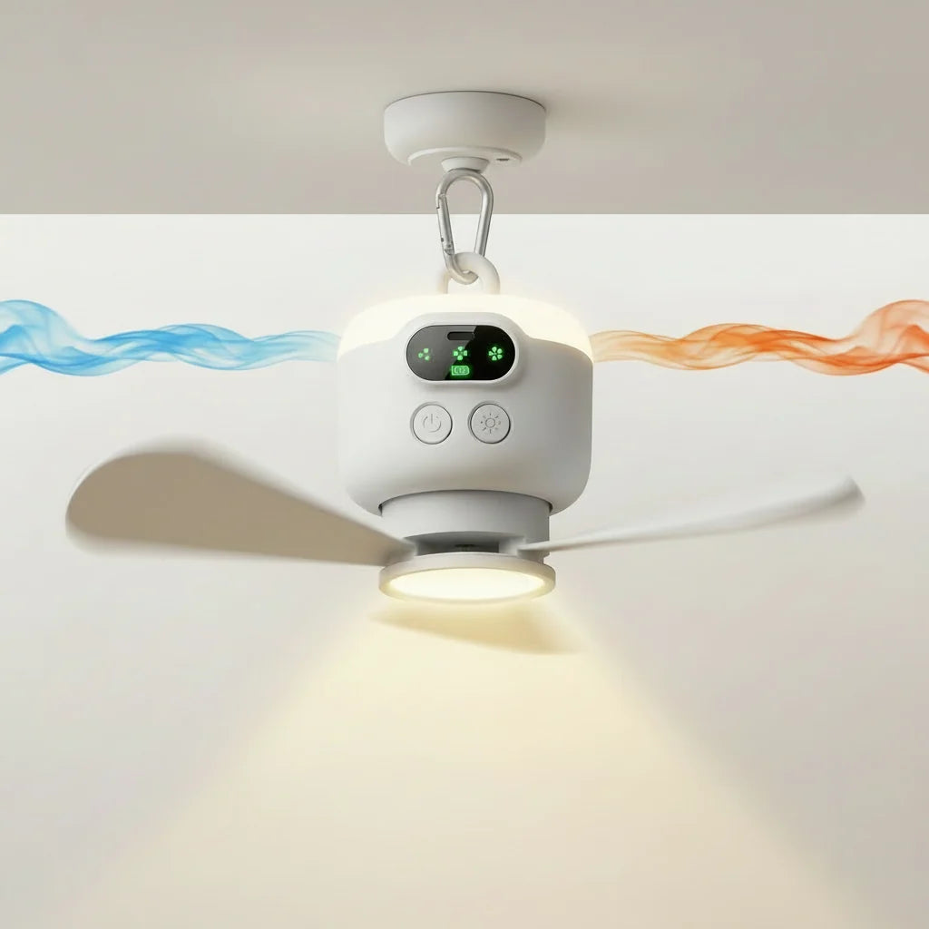 Hanging Camping Fan Rechargeable USB Remote Control LED Light