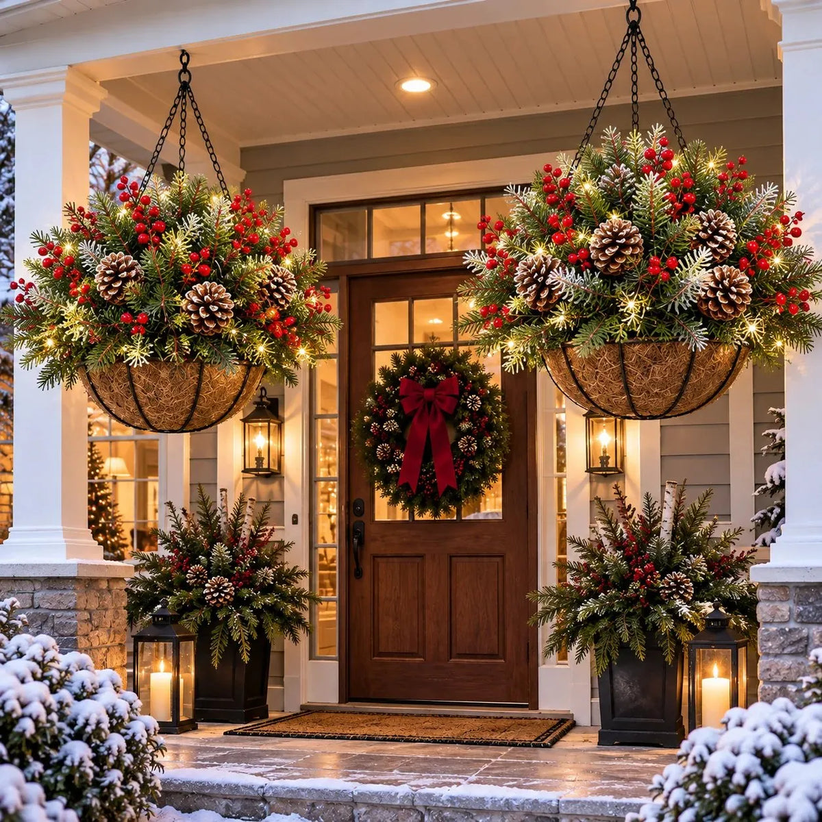 Hanging Christmas Basket Warm White LED Battery-Powered