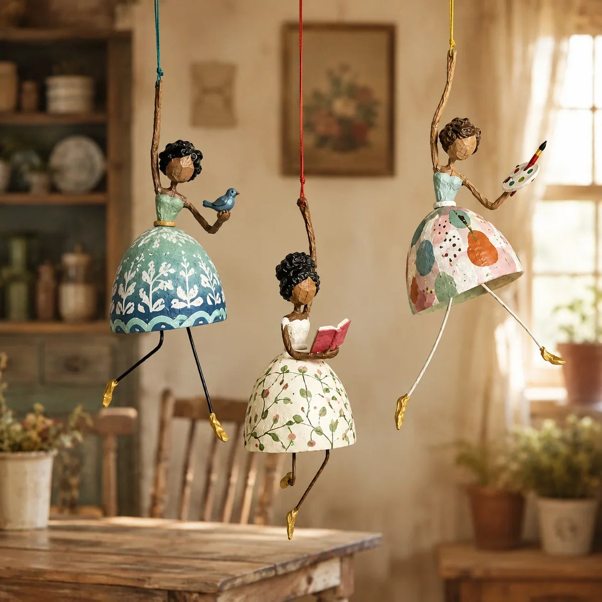 Hanging Figurine Folk Art Gentle Swaying Movement
