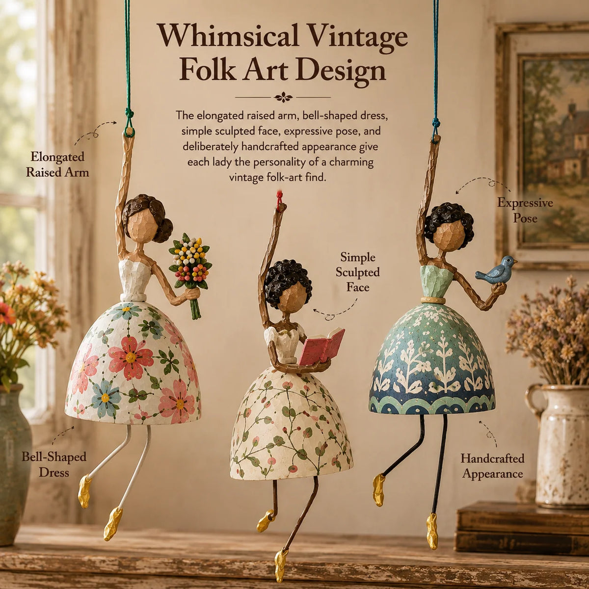 Hanging Figurine Lightweight Whimsical Gentle Swaying Movement