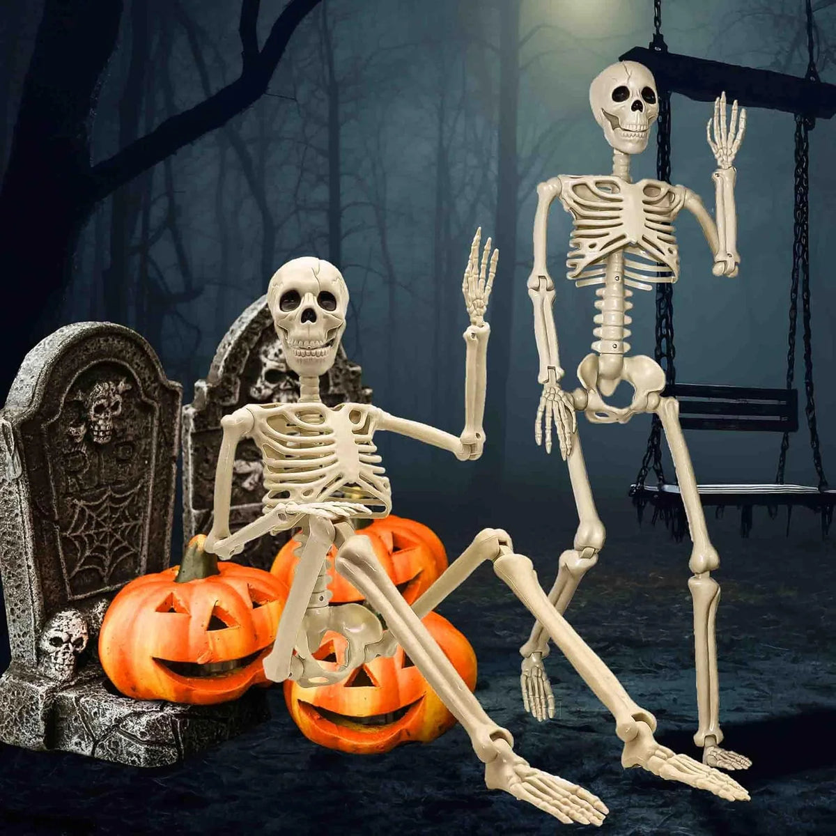 Hanging Skeleton Decoration Poseable Lightweight Reusable 90 cm
