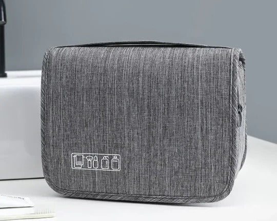 Hanging Toiletry Bag Foldable Zippered Pockets & Hook