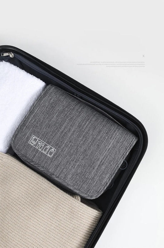 Hanging Toiletry Bag Foldable Zippered Pockets & Hook