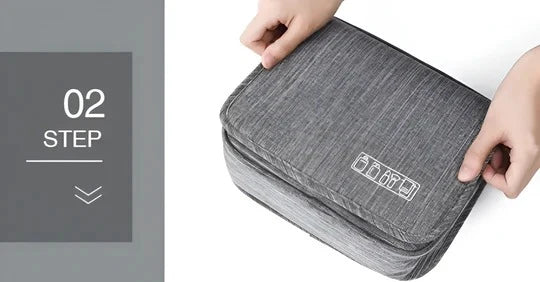 Hanging Toiletry Bag Foldable Zippered Pockets & Hook