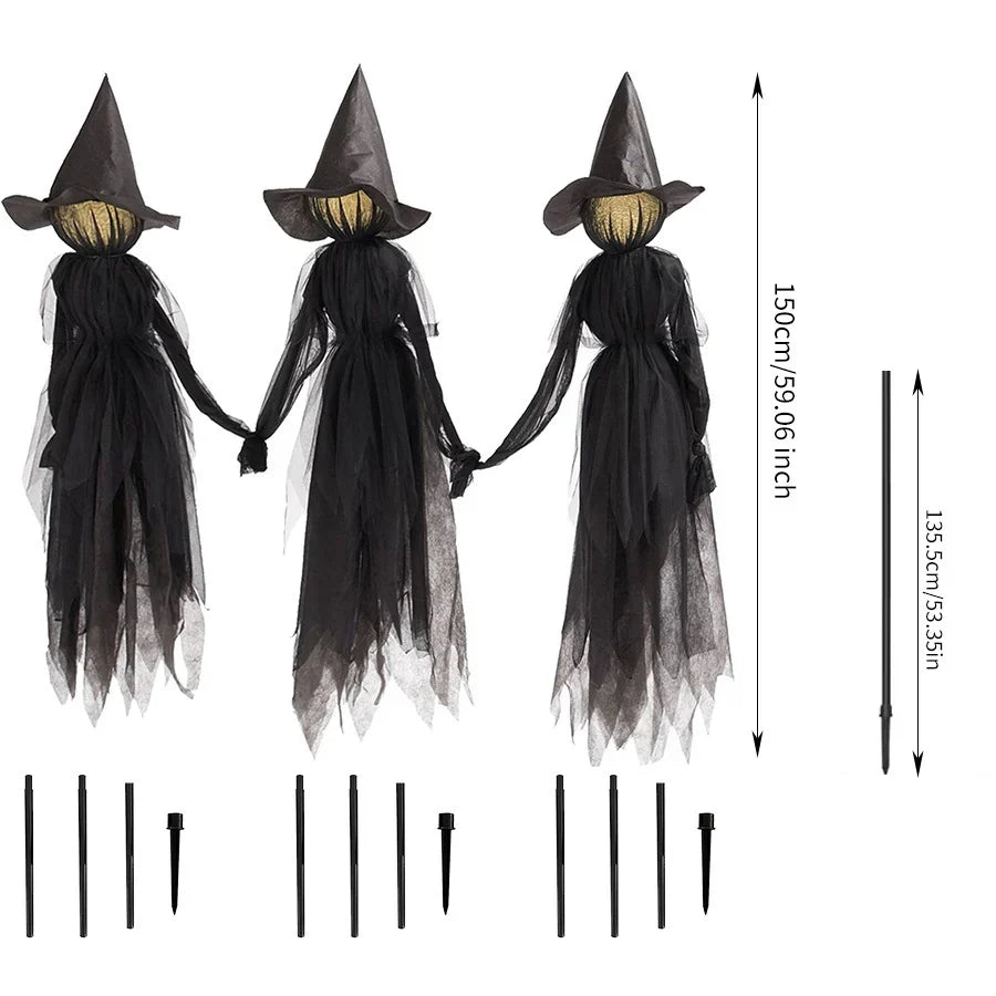 Hanging Witch Decoration Realistic Tulle Dress Weather-Resistant Easy Installation