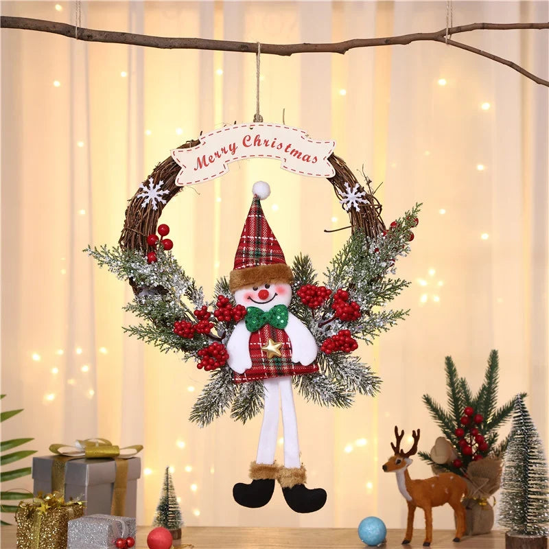 Hanging Wreath Santa & Holly Durable Easy-to-Hang