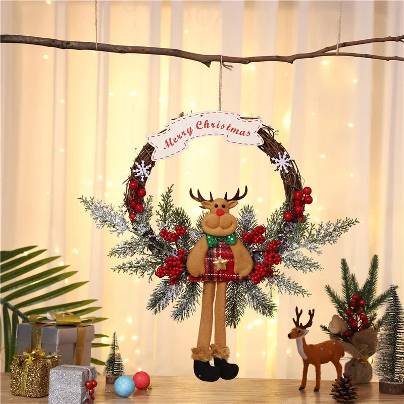Hanging Wreath Santa & Holly Durable Easy-to-Hang