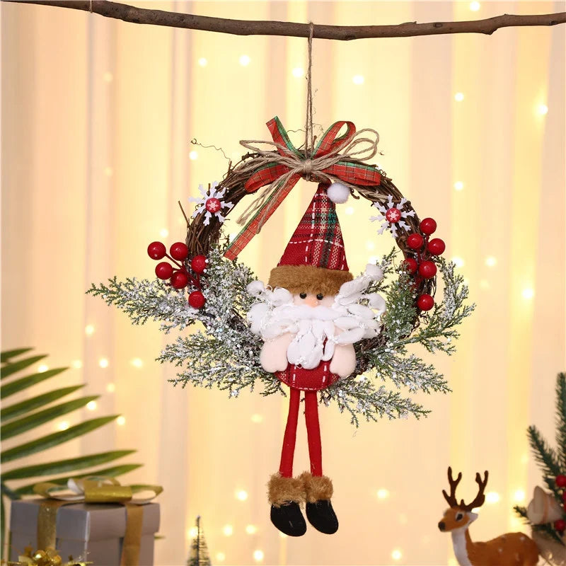 Hanging Wreath Santa & Holly Durable Easy-to-Hang