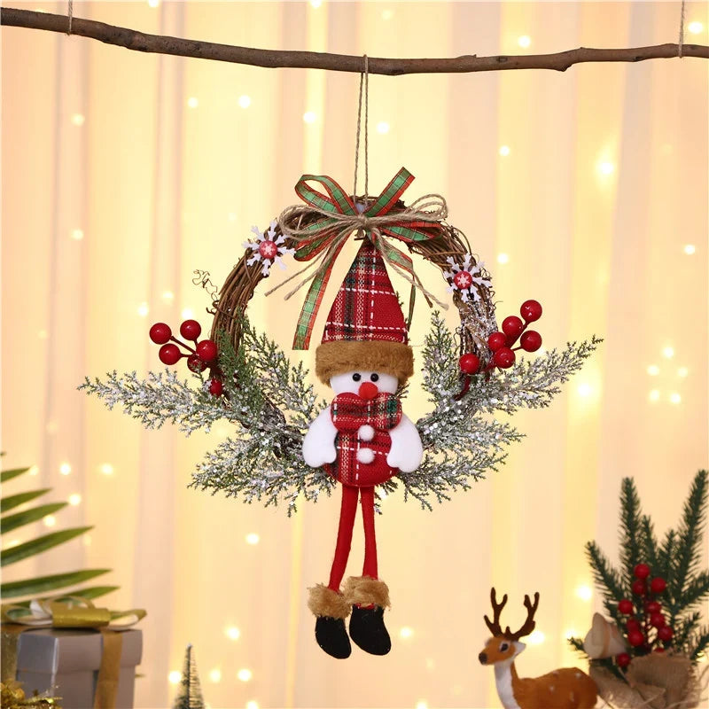 Hanging Wreath Santa & Holly Durable Easy-to-Hang