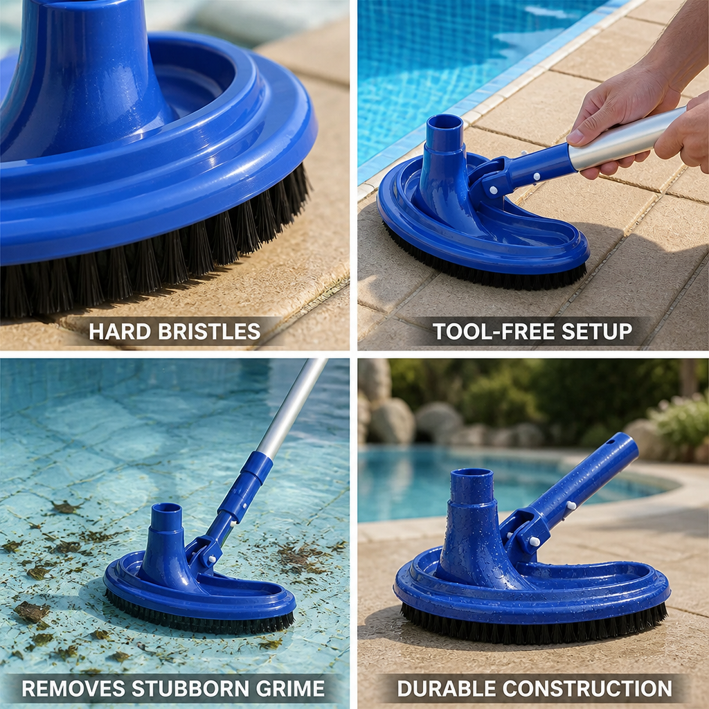 Hard-Bristle & Tool-Free Pool Vacuum Head