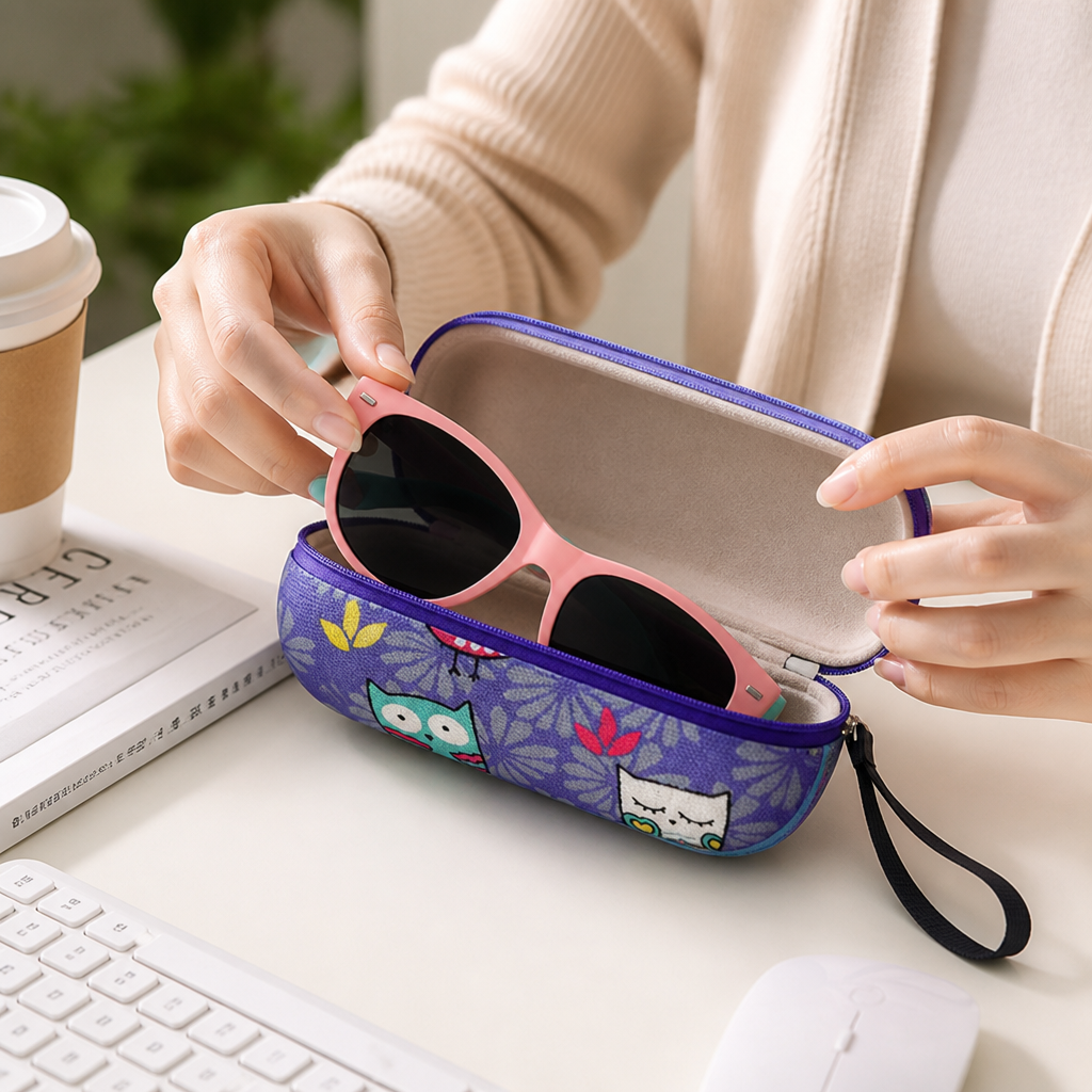 Hard-Shell EVA Microfiber-Lined Glasses Case (Wrist Strap)