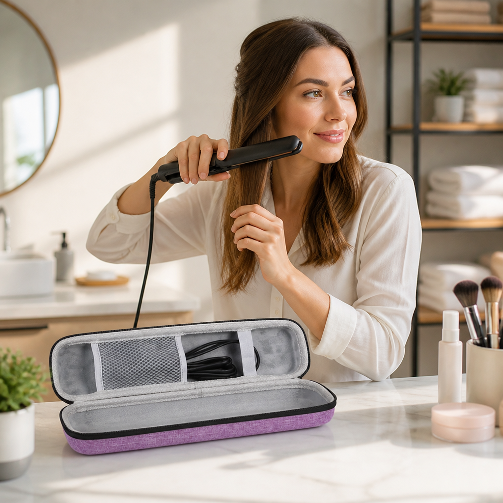 Hard-Shell Organizer Flat Iron Case (Travel-Friendly)