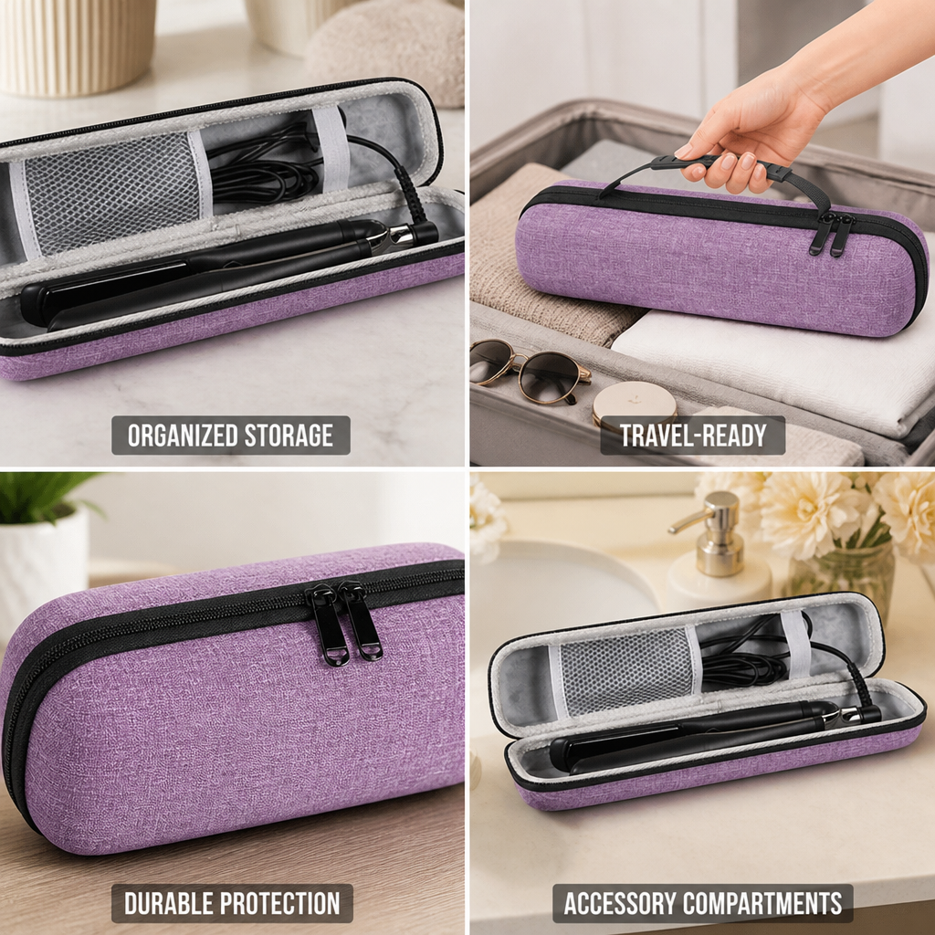 Hard-Shell Organizer Flat Iron Case (Travel-Friendly)