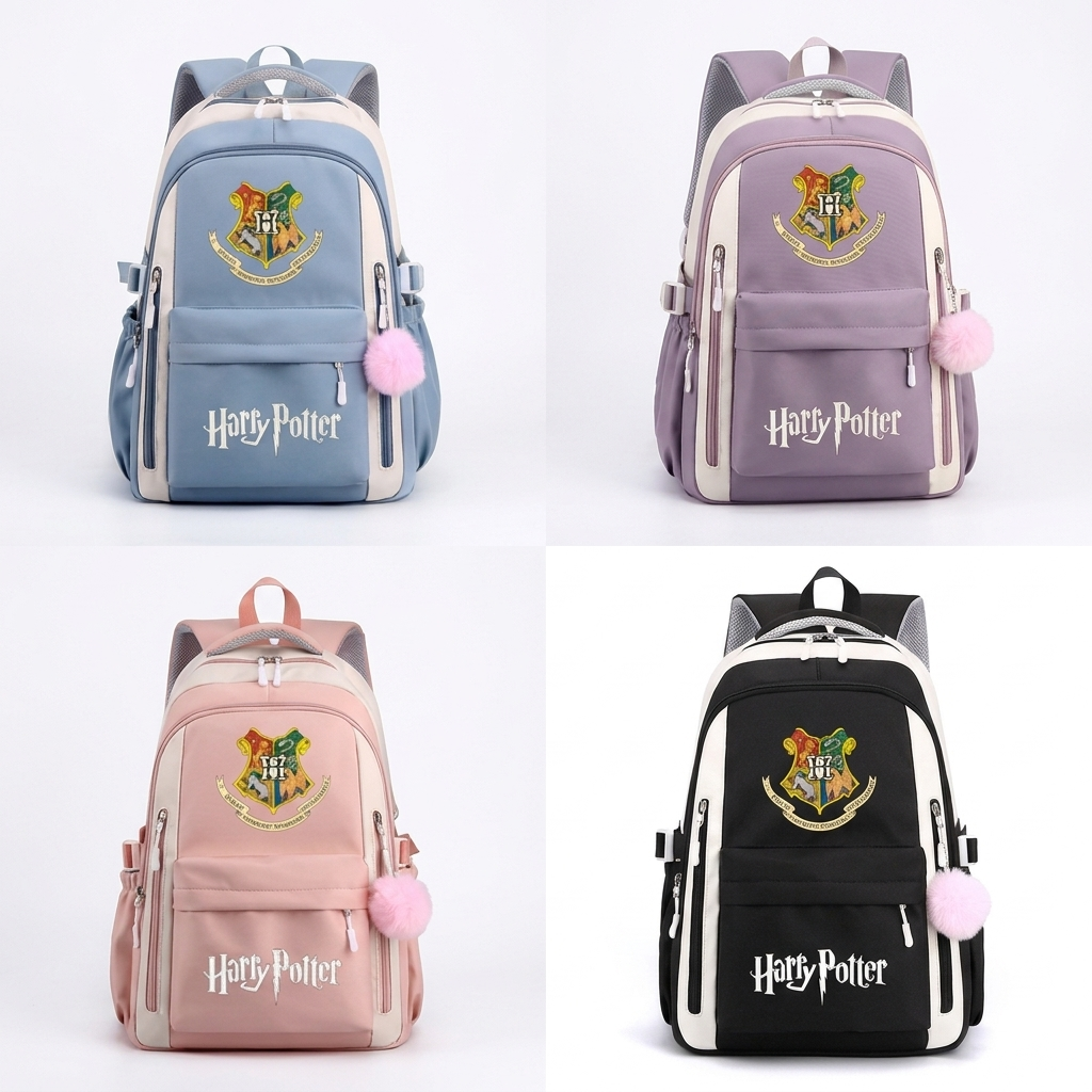 Harry Potter Print Adjustable Straps Multi-Compartment Kids Backpack