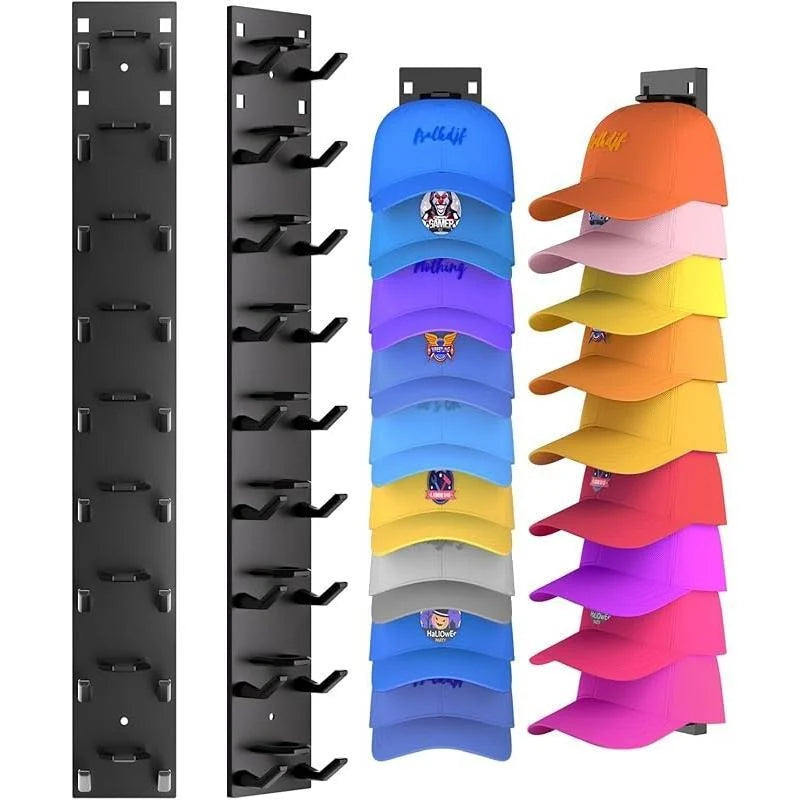 Hat Organizer Wall-Mounted Holds 9 Hats 2-Pack