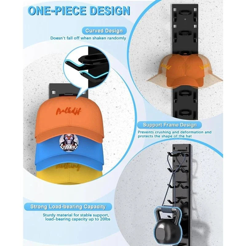 Hat Organizer Wall-Mounted Holds 9 Hats 2-Pack