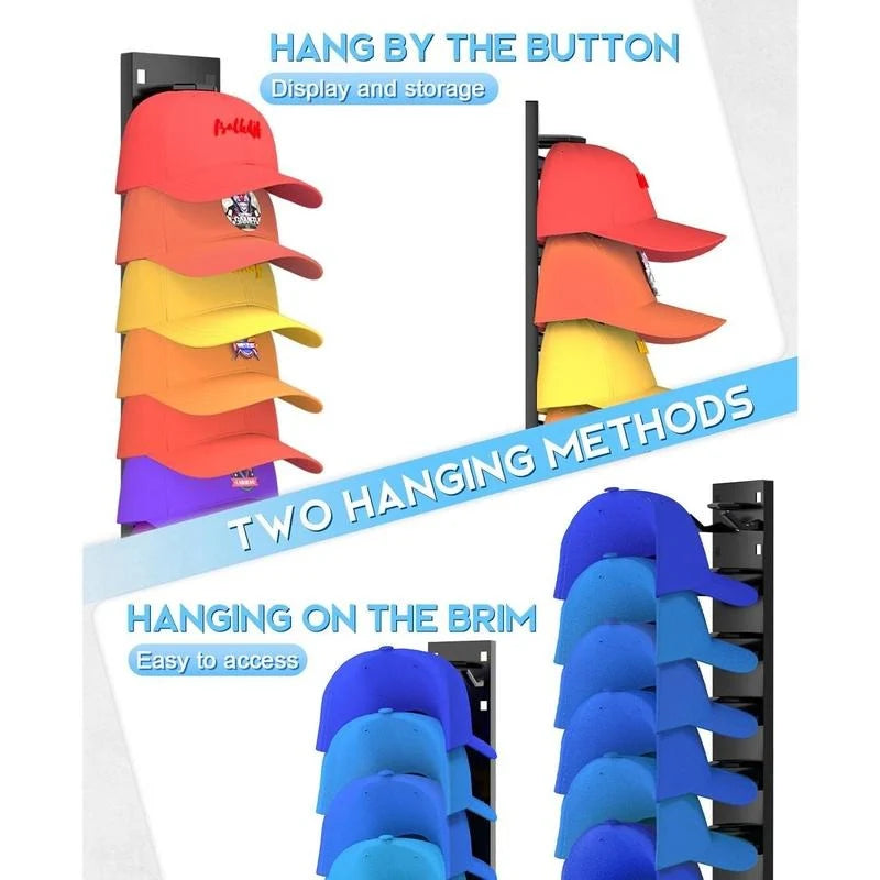 Hat Organizer Wall-Mounted Holds 9 Hats 2-Pack