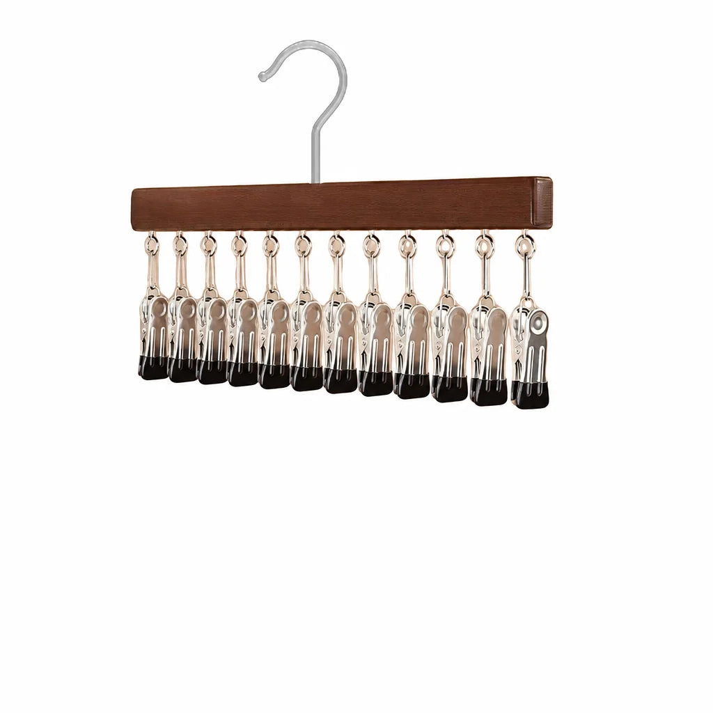 Hat Organizer Wooden Wall Display 12 Clips