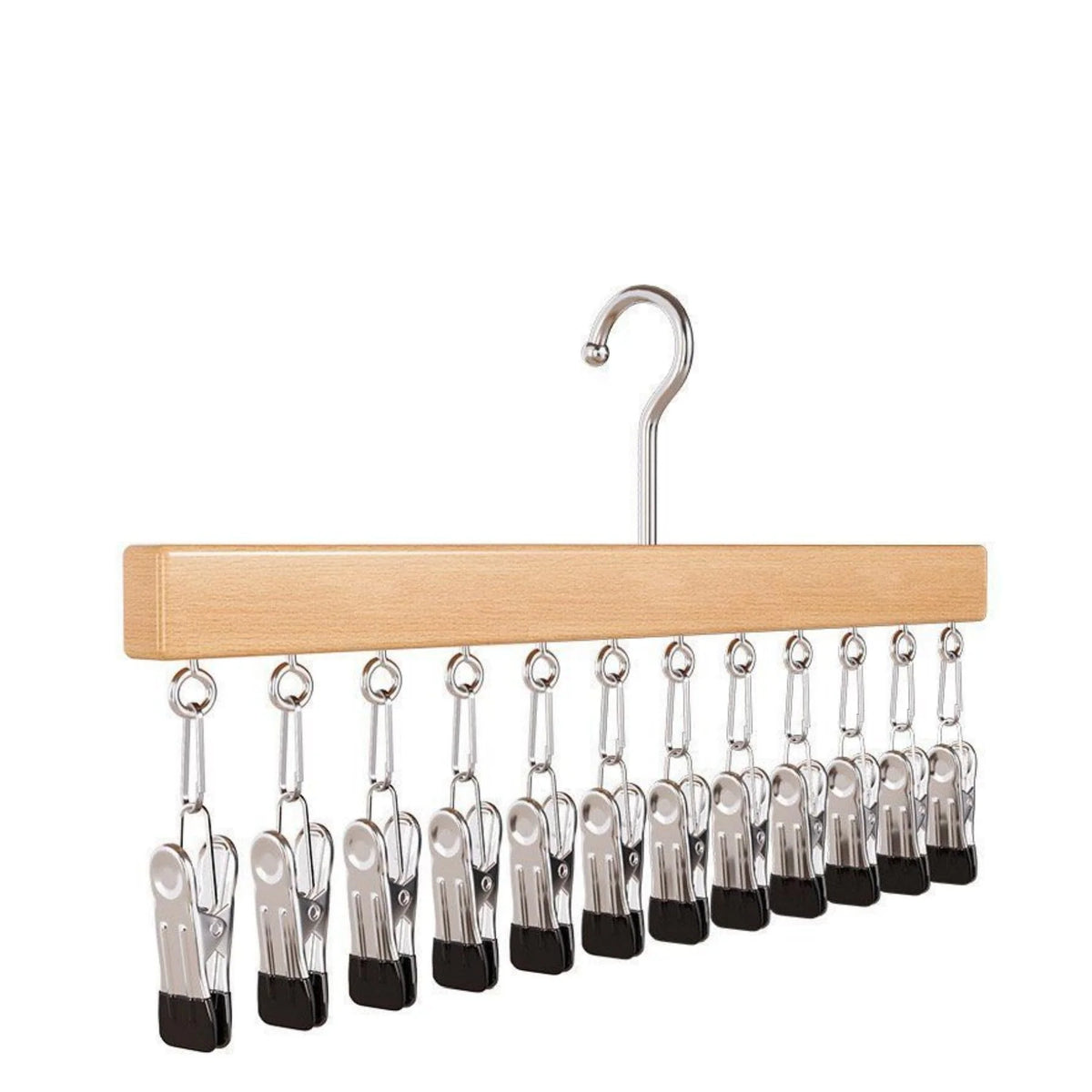 Hat Organizer Wooden Wall Display 12 Clips