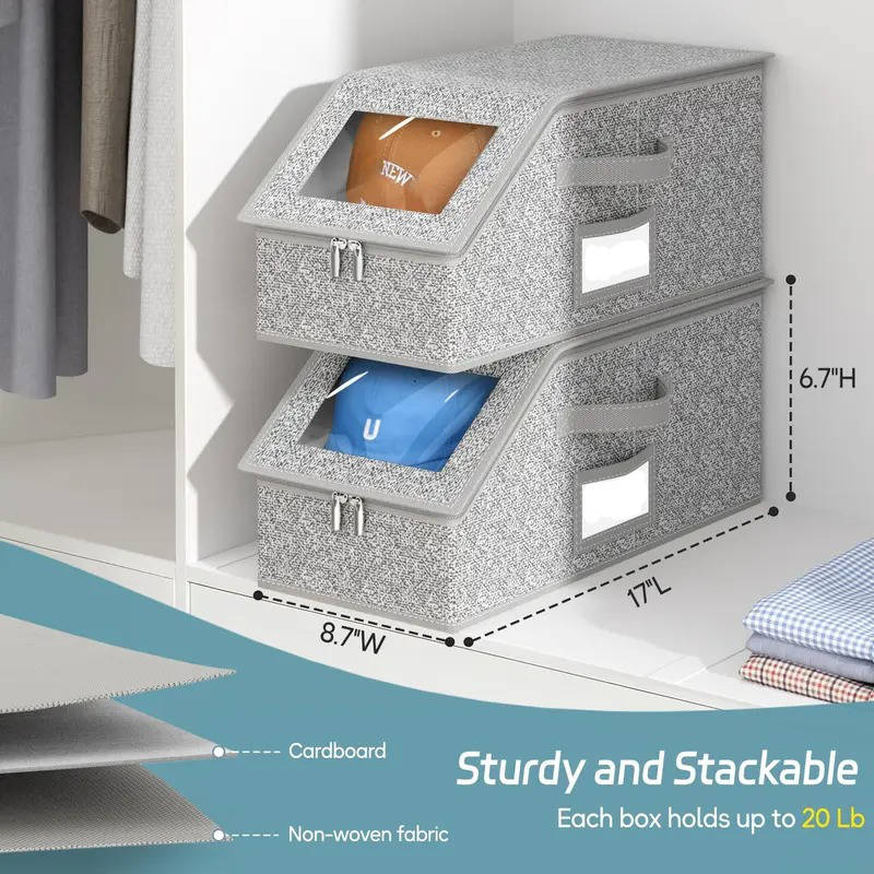 Hat Storage Box Stackable Cardboard Clear Window