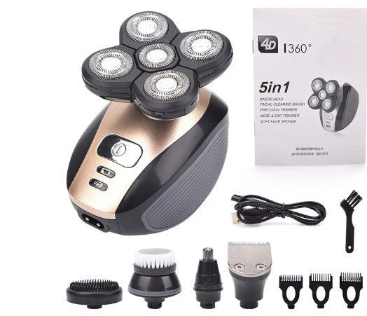 Head Shaver Five-Blade Flexible Waterproof & USB Rechargeable