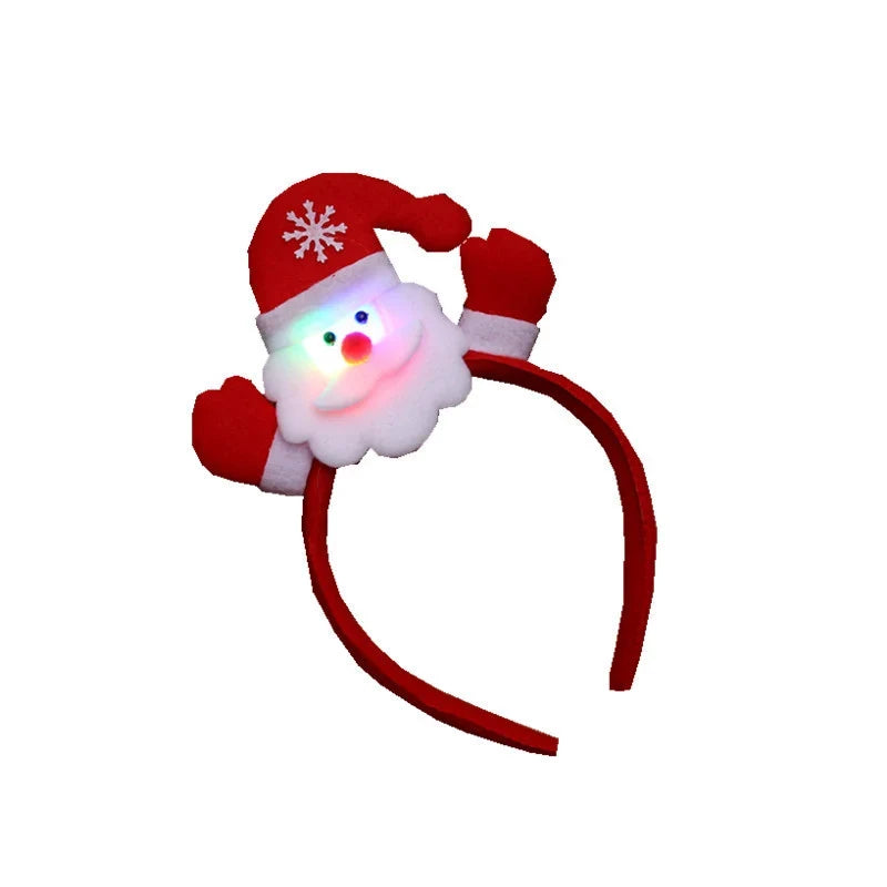 Headband Light-Up Santa Soft Fabric & Elastic Fit