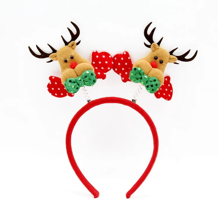 Headband Santa Figurines Sparkling Accents Soft Fabric