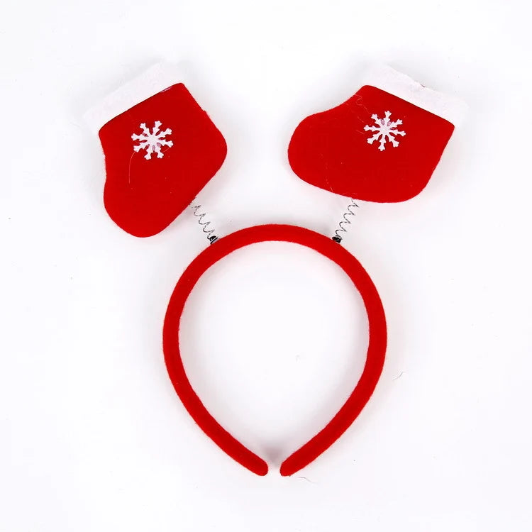 Headband Santa Figurines Sparkling Accents Soft Fabric