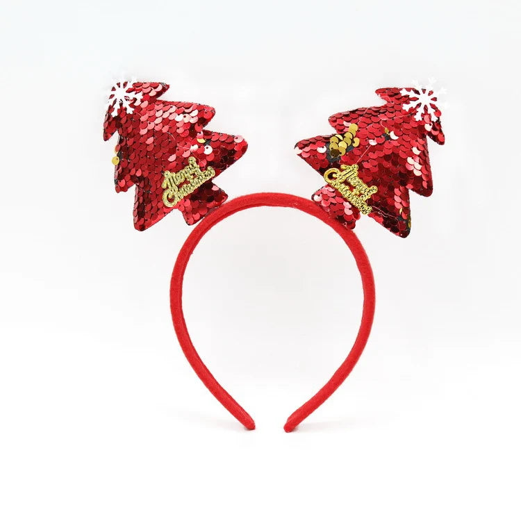 Headband Santa Figurines Sparkling Accents Soft Fabric