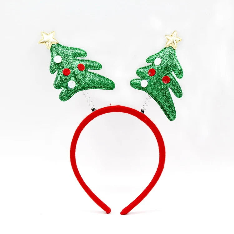 Headband Santa Figurines Sparkling Accents Soft Fabric