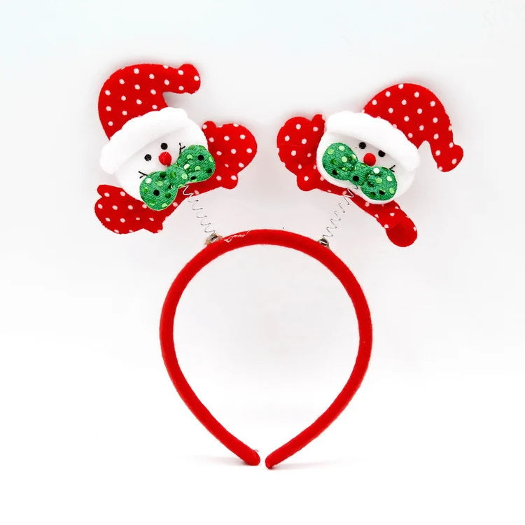 Headband Santa Figurines Sparkling Accents Soft Fabric