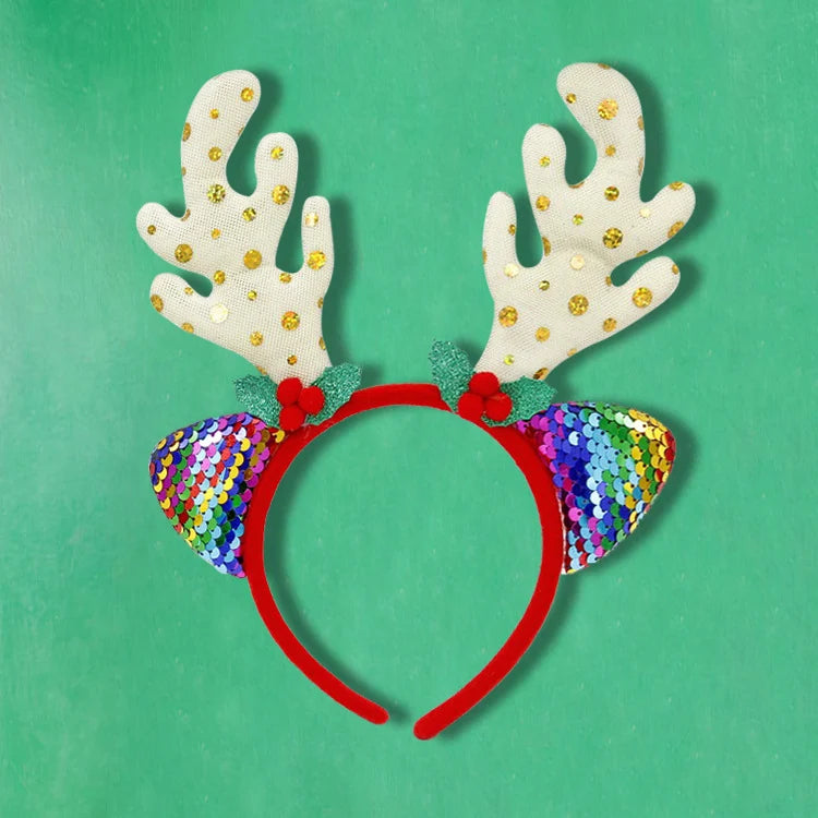 Headband Santa Figurines Sparkling Accents Soft Fabric
