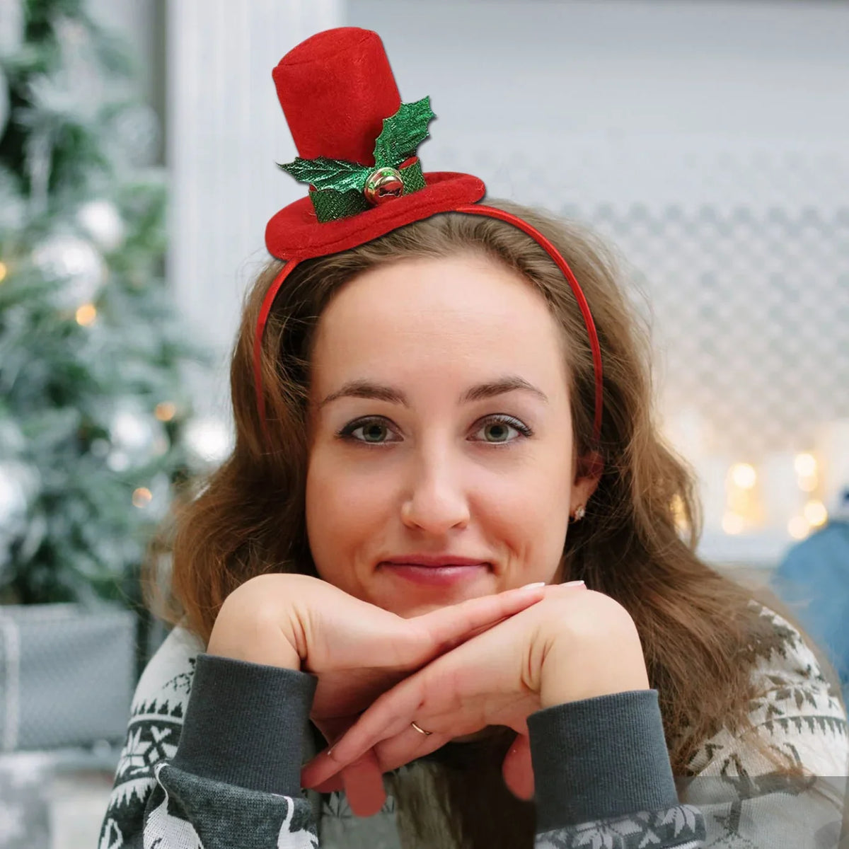 Headband Santa Hat & Plant Motif Lightweight Flexible