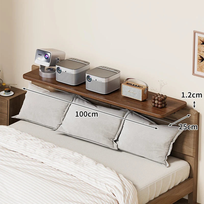 Headboard Shelf Clamp-On Non-Slip With Cable Channel