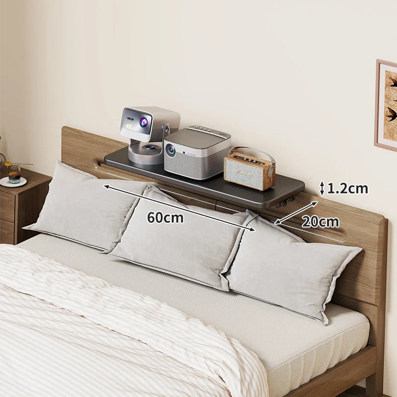 Headboard Shelf Clamp-On Non-Slip With Cable Channel