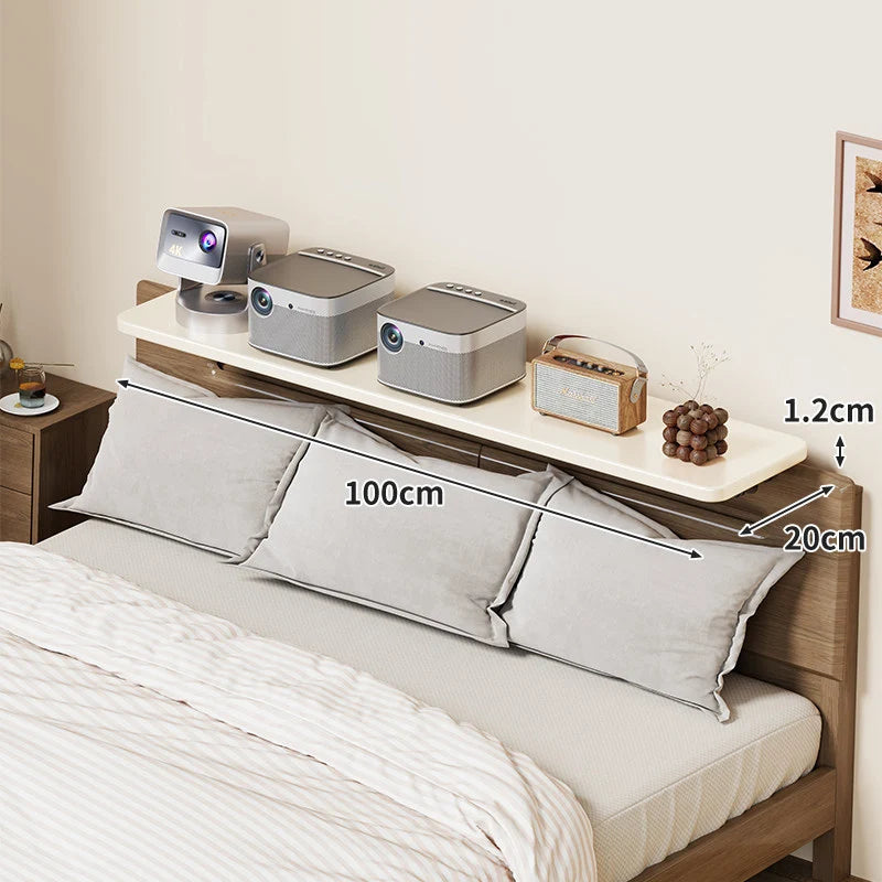 Headboard Shelf Clamp-On Non-Slip With Cable Channel