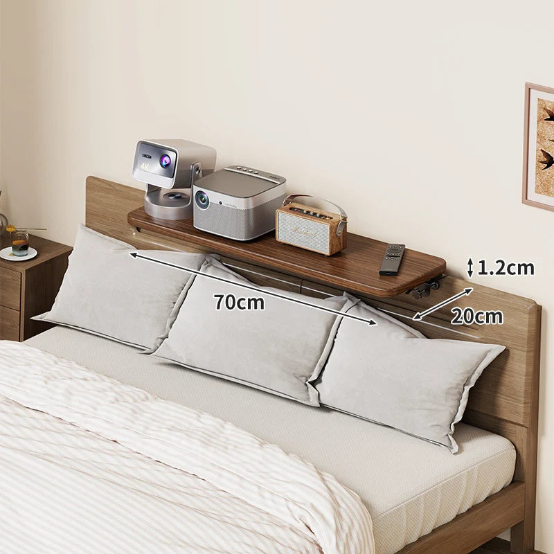 Headboard Shelf Clamp-On Non-Slip With Cable Channel