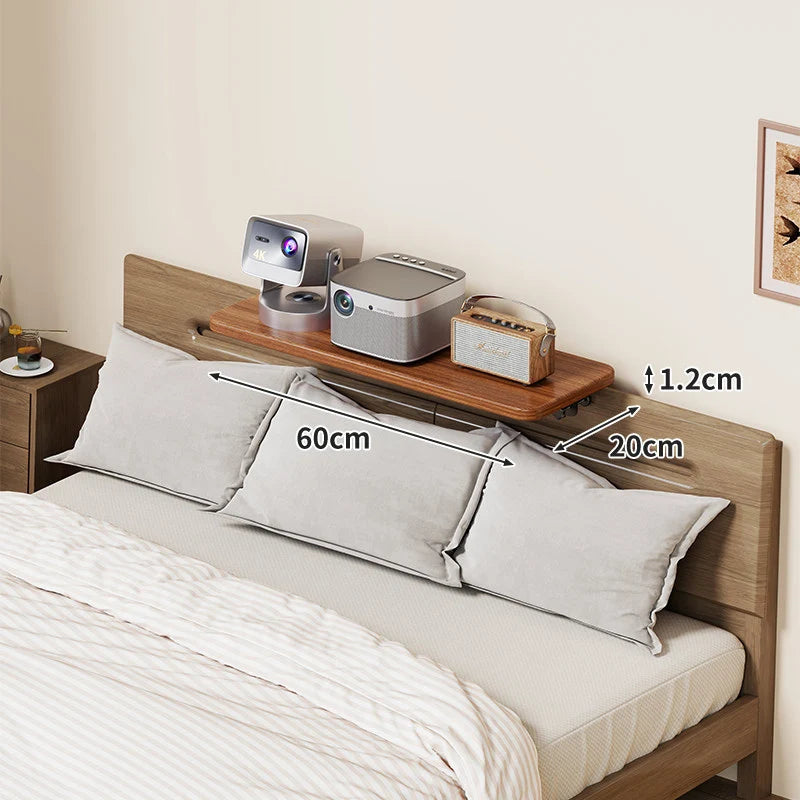 Headboard Shelf Clamp-On Non-Slip With Cable Channel