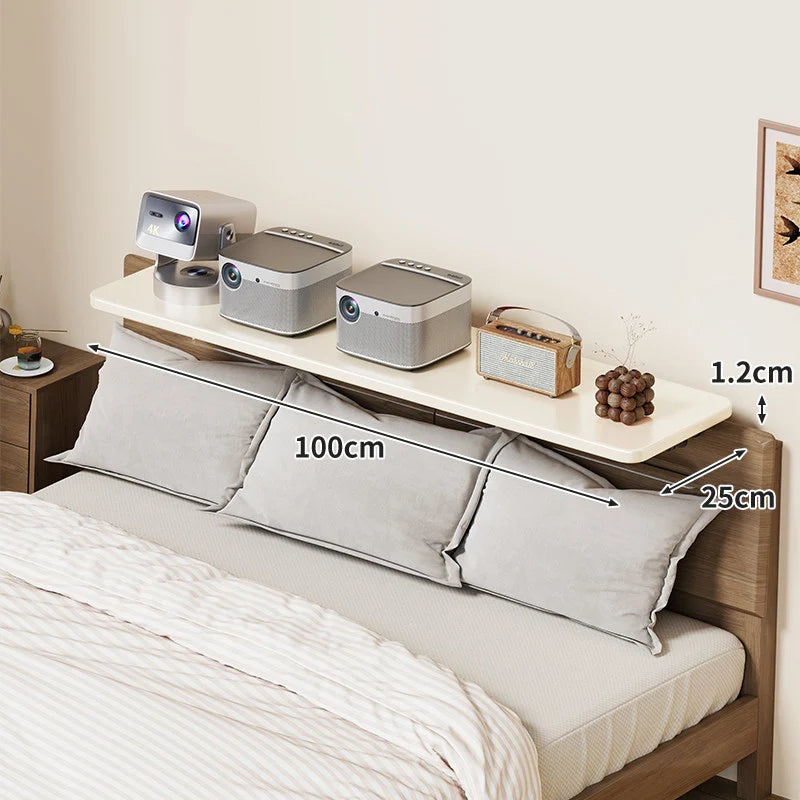 Headboard Shelf Clamp-On Non-Slip With Cable Channel