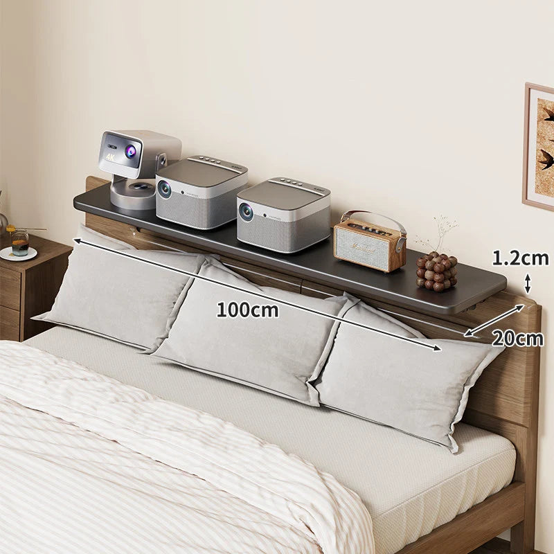 Headboard Shelf Clamp-On Non-Slip With Cable Channel