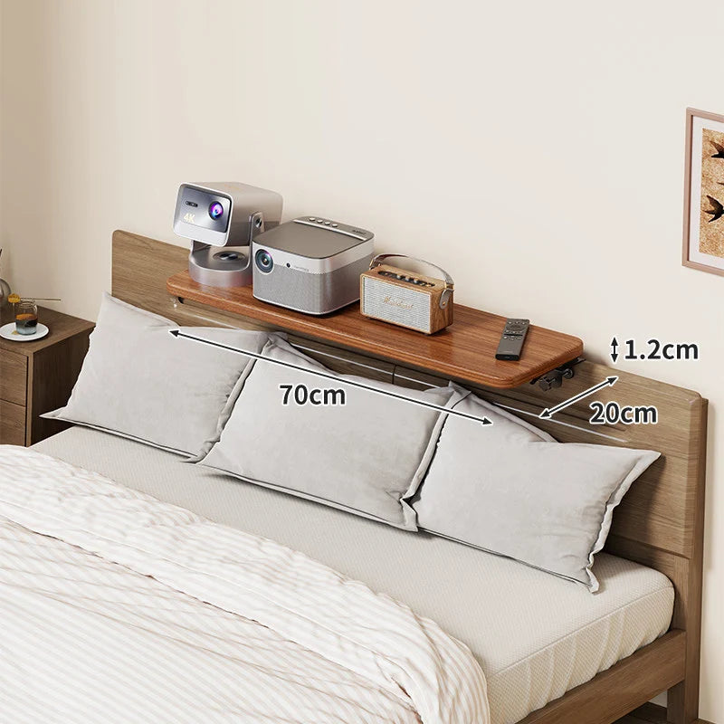 Headboard Shelf Clamp-On Non-Slip With Cable Channel