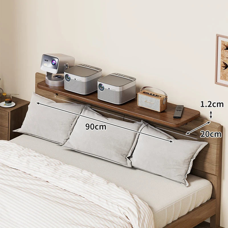 Headboard Shelf Clamp-On Non-Slip With Cable Channel