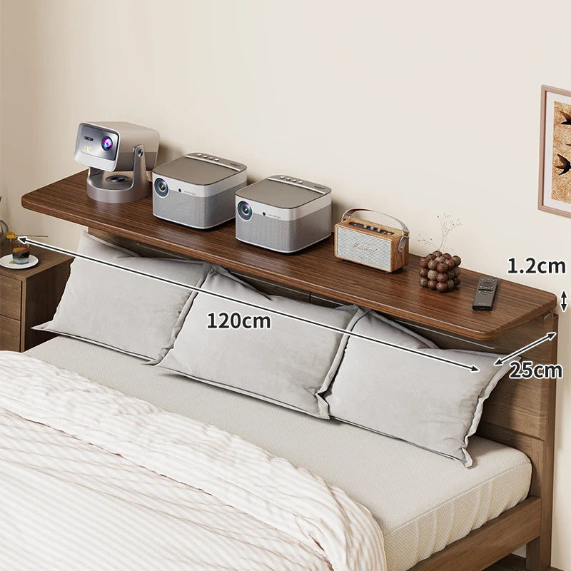 Headboard Shelf Clamp-On Non-Slip With Cable Channel