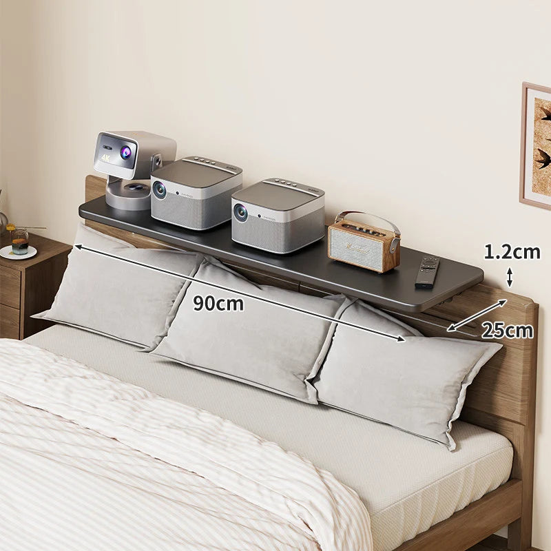 Headboard Shelf Clamp-On Non-Slip With Cable Channel