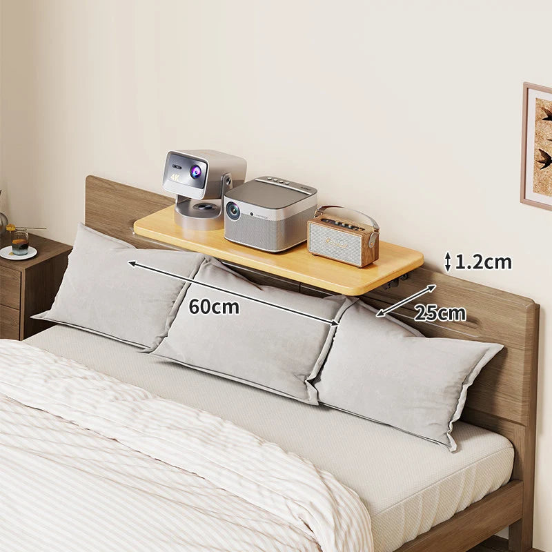 Headboard Shelf Clamp-On Non-Slip With Cable Channel