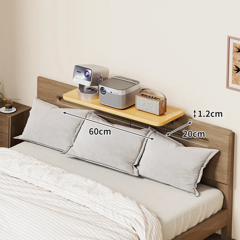 Headboard Shelf Clamp-On Non-Slip With Cable Channel